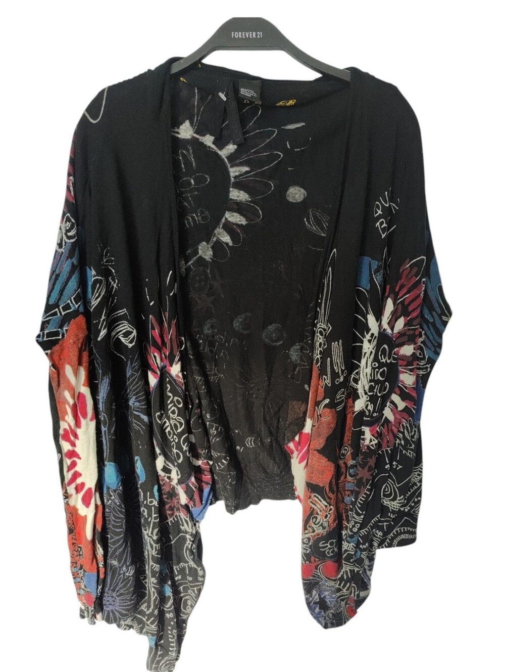 Desigual Black Floral Open-Front Women's Cardigan Sweater A20
